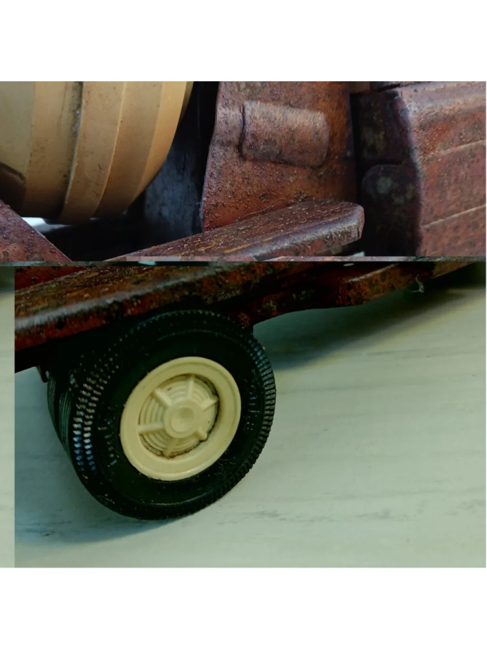 VTG Tonka Jeep Cement Mixer Truck Red Pressed Steel 1960’s Patina Farmhouse